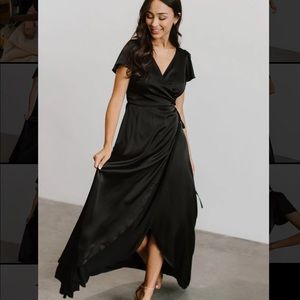 NEW Baltic Born | Krystal Satin Wrap Gown | Black